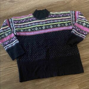 Vintage Basic Editions Sweater Womens L fair isle mohair blend grandmacore